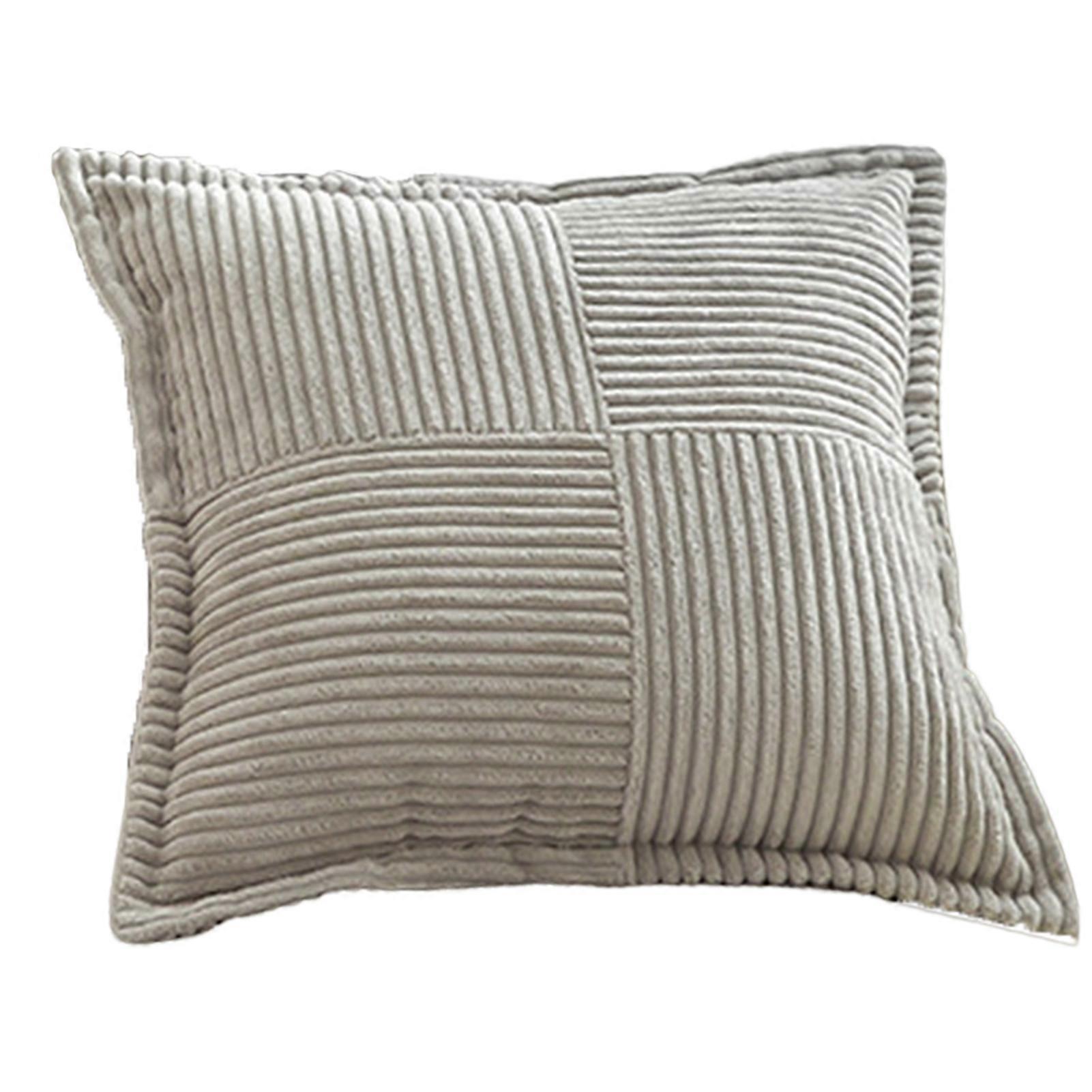 Christmas Throw Pillow Cover Soft Solid Corduroy Striped Wide Bordered Square Decorative Cushion Case Home Decor