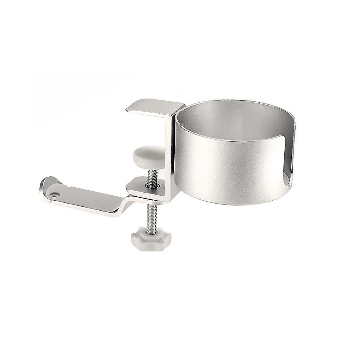 Desk Cup Holder, 2 in 1 Desk Cup Holder with Headphone Hanger, Anti-Spill Cup Holder for Desk or Table Silver