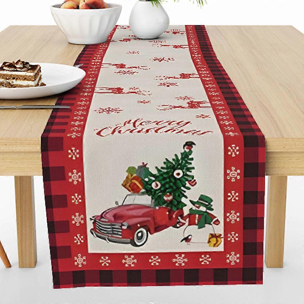 2024 Christmas Festive Linen Printed Table Runner Durable And Sturdy Decorative Tablecloth/3Pcs