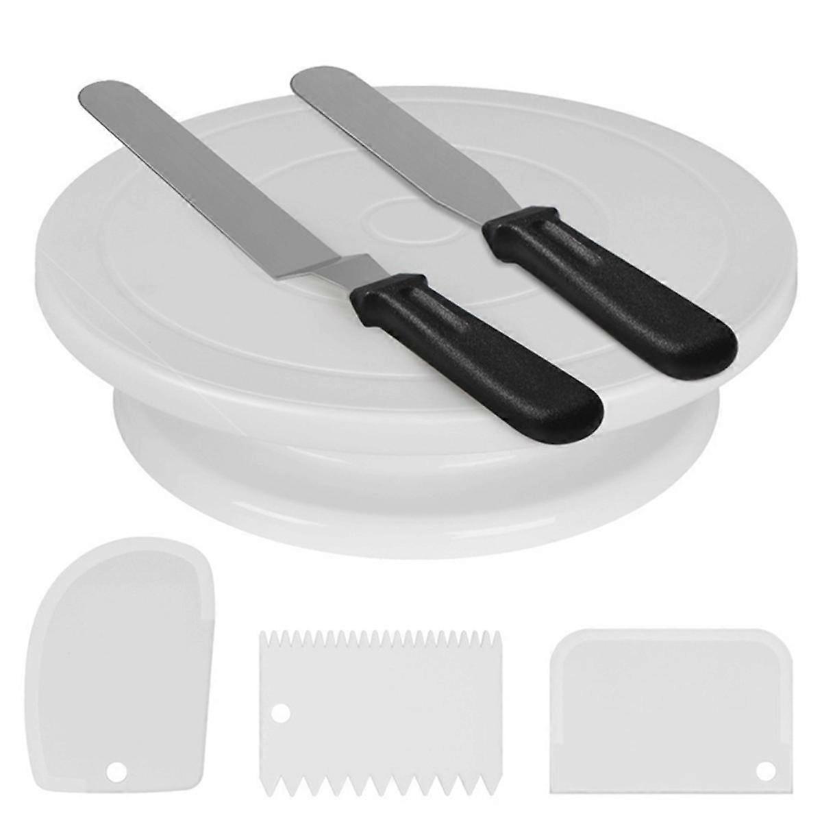 11 Inch Rotating Cake Turntable for Decorating - 6 Piece Cake Decorating Kit Includes 2 Icing Spatu