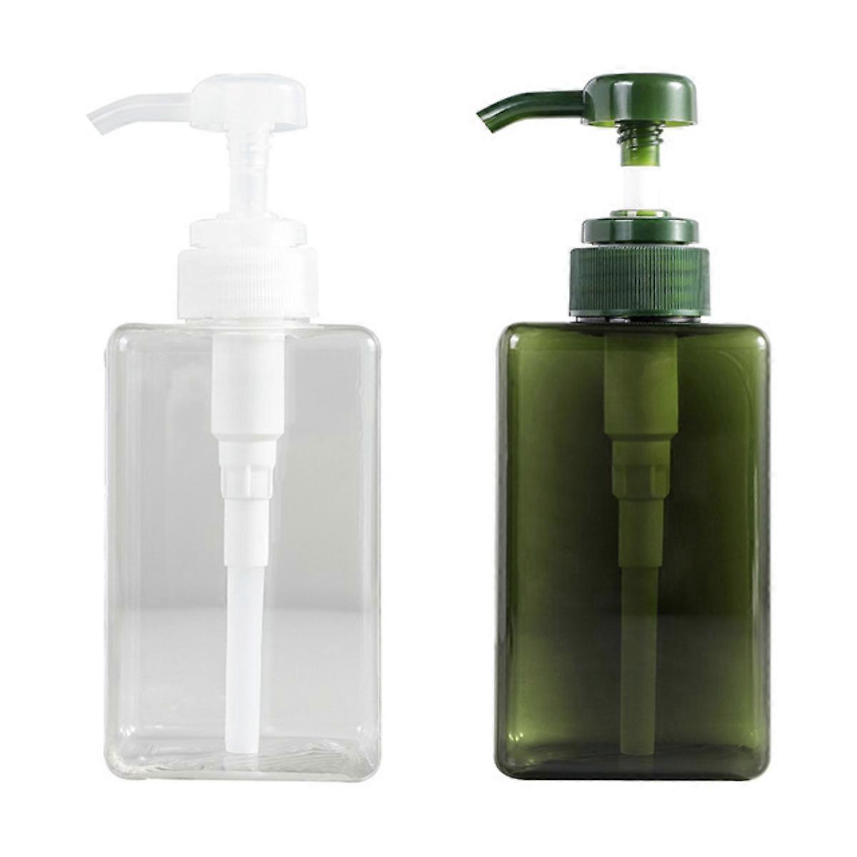 2Pack Pump Bottle Dispenser Square Plastic Lotion Dispenser Empty Lotion Pump Bottle Empty Refillable Liquid Container