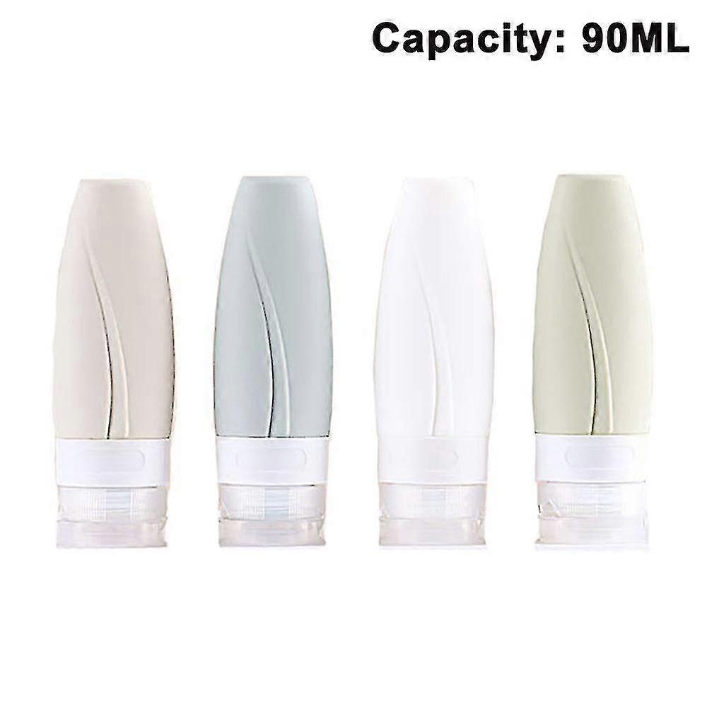 4-pack bärbara reseflaskor set, läckagesäkra klämbara silikonrör