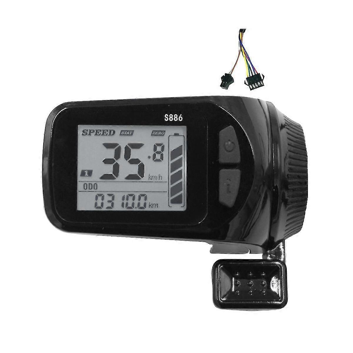 24v/36v/48v/60v S886 Ebike Lcd Display Panel Thumb Throttle Meter For Electric Bicycles E-scooter(sm Plug)