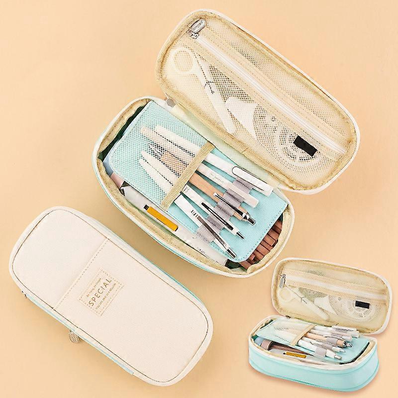Double-Layer Pencil Case Large Capacity Canvas Stationery Storage Bag Great Gifts for Boys and Girls New