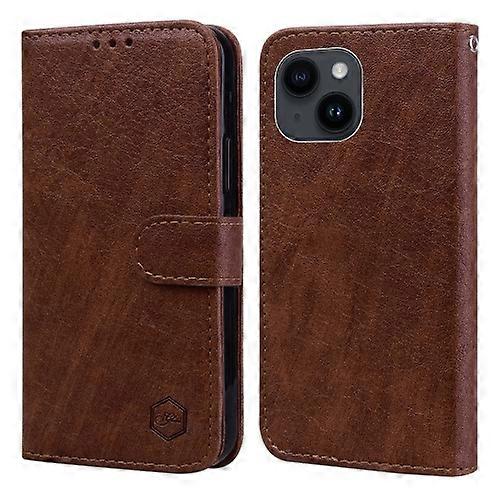 For iPhone 15 Skin Feeling Oil Leather Texture PU + TPU Mobile Phone Case