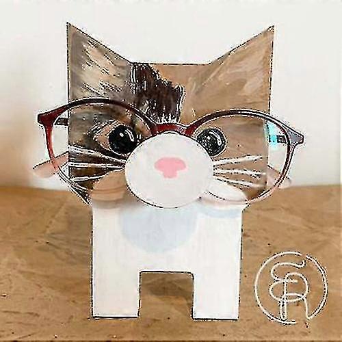 Supporto per occhiali in legno con testa di animale carino 3D