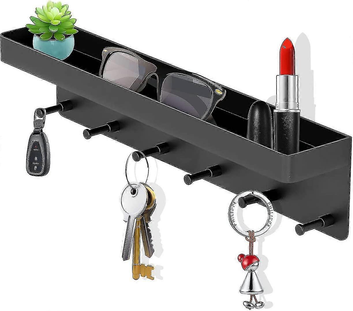 2023-key Board With Shelf, Modern Key Board Black Self-adhesive Key Holder Without Gift