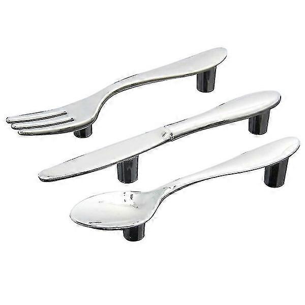3 Pcs Silver Kitchen Cabinet Drawer Pull Handles Knobs (knife Fork Spoon)