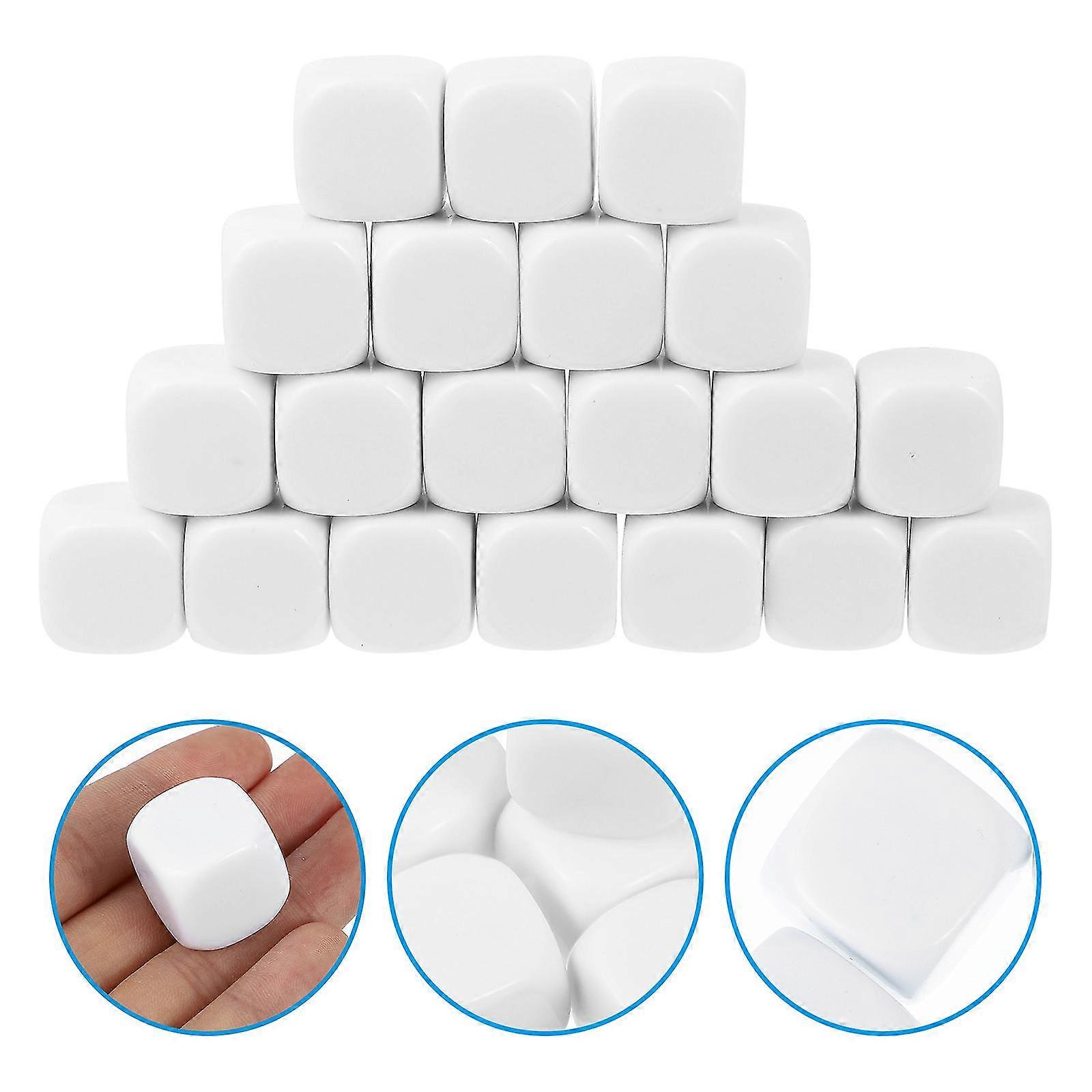 20 Pcs Blank Dice Rounded Corner Dices D6 Dice Cubes DIY Dice Game Accessories Writable Dices Six-sided Dices