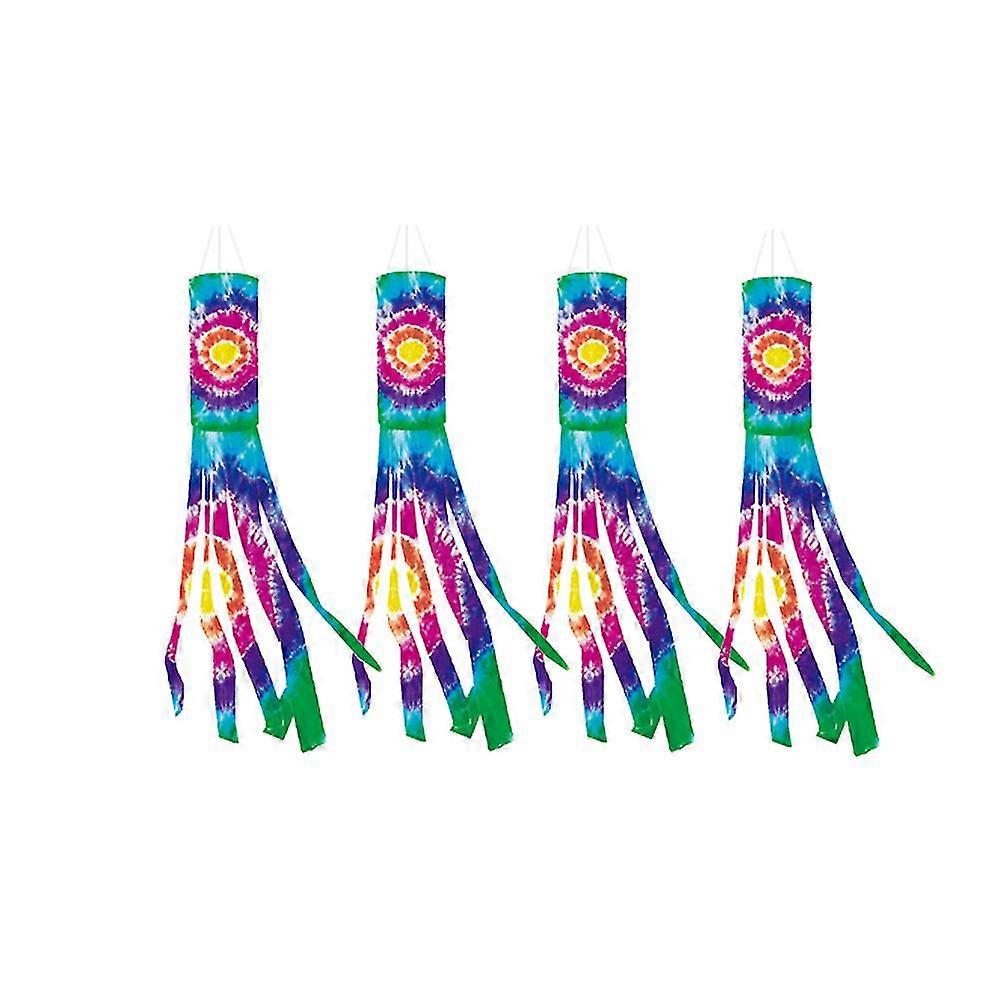 4 Pieces Tie Dye Windsocks Rainbow Windsock Flags Outdoor Hanging Decorations Home Yard Garden