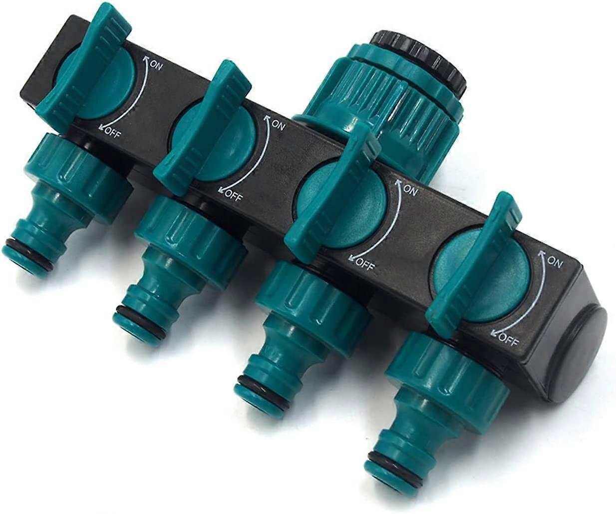 Garden Hose Splitter 4 Way Watering Splitter Garden Watering Irrigation Tool with Shut-off Valve European Standards