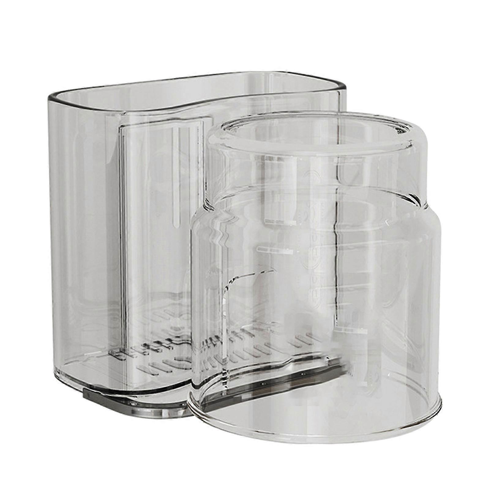 Clear Bathroom Toothbrush Holder with Cup Wall Mounted Punch-free Stick-on Anti-slip Inverted Drainage Design Two-in-One Transparent Toothpaste Organi