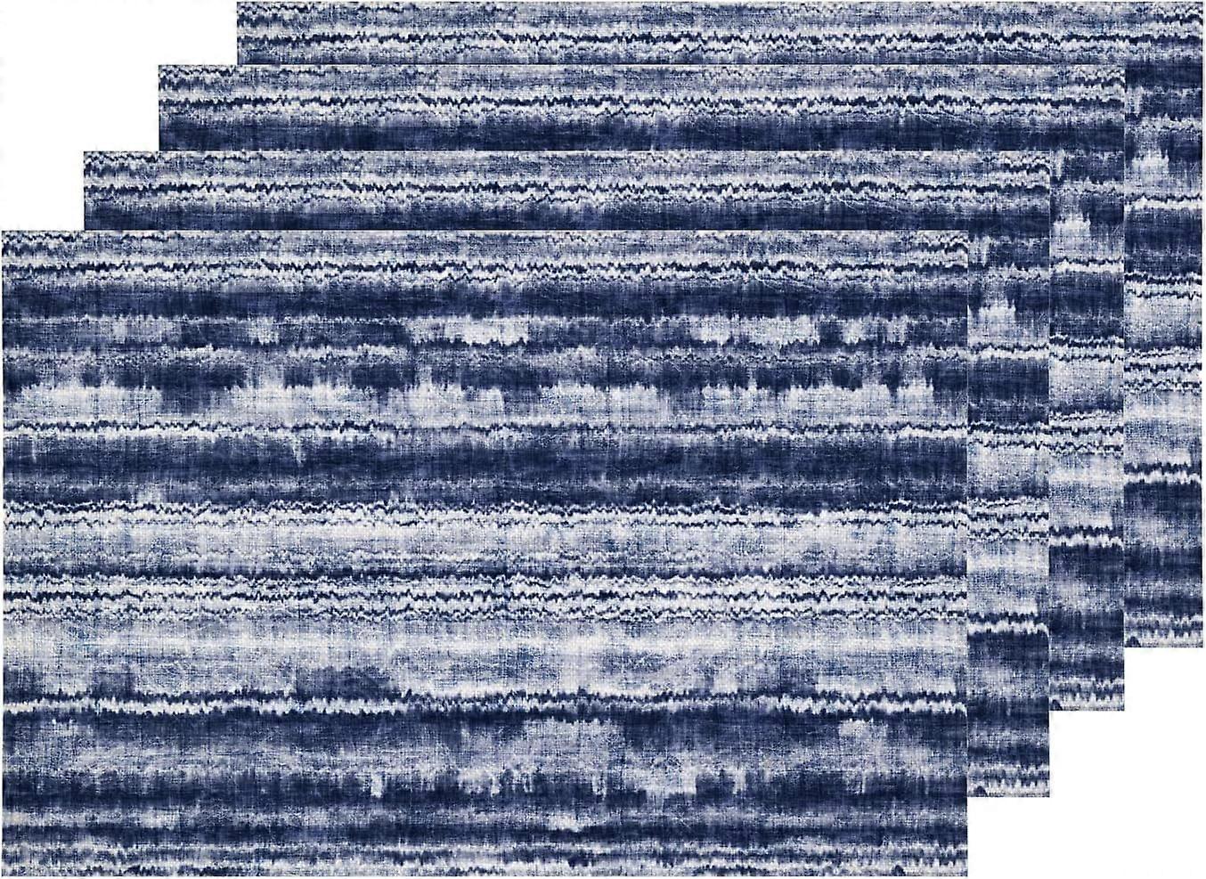 Blue Abstract Marble Placemats, Blue Geometric Table Mat Linen Burlap Washable Double-Deck Heat Insulation for Dining Table Kitchen Table Set of 4 (12
