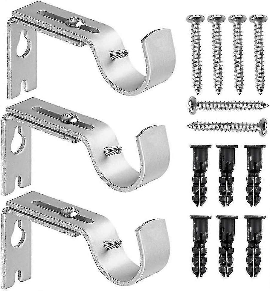 Adjustable Curtain Rod Bracket, 3 Pieces Adjustable Wall Bracket Adjustable Curtain Rod Black Wall Mount Bracket