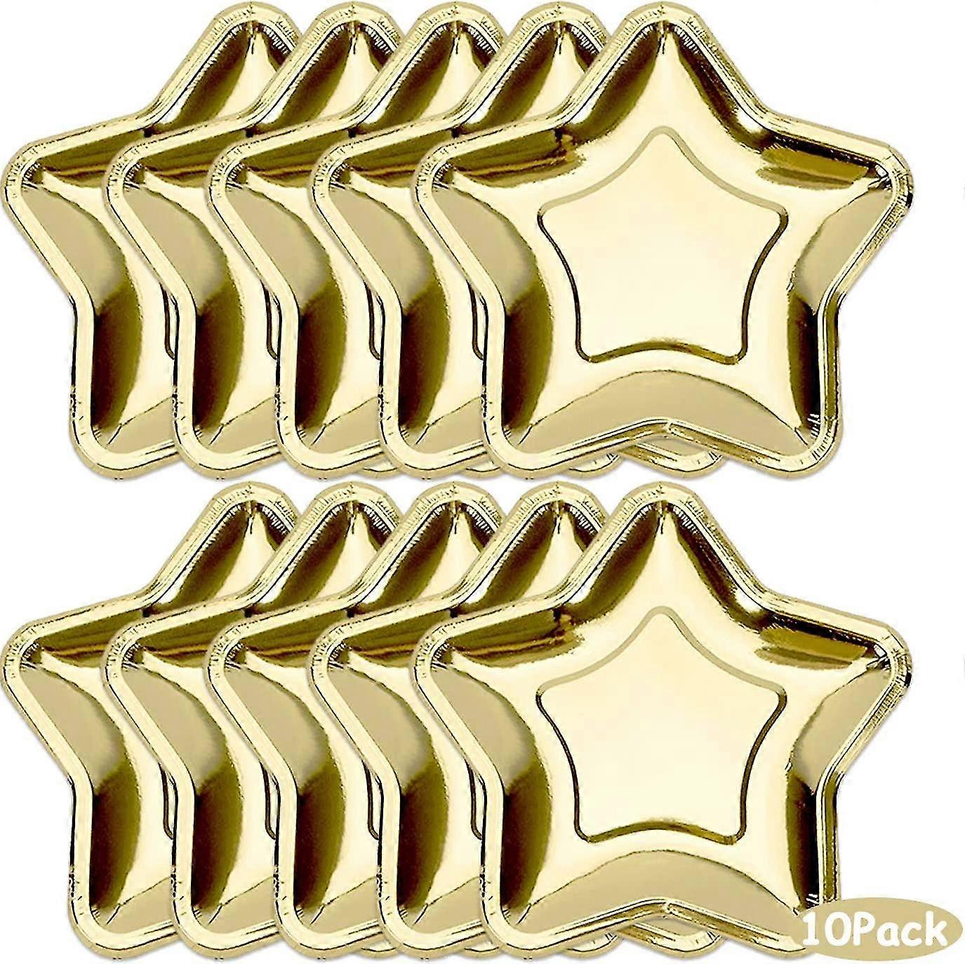10 pcs Noël jetable étoile d’or assiettes en papier, 7 pouces
