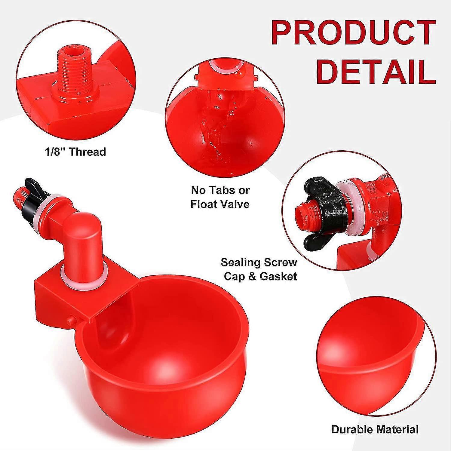 6pcs Chicken Watering Cup Automatic Filling Waterer Poultry Drinking Bowl Thread Watering Feeder Cu (haoyi