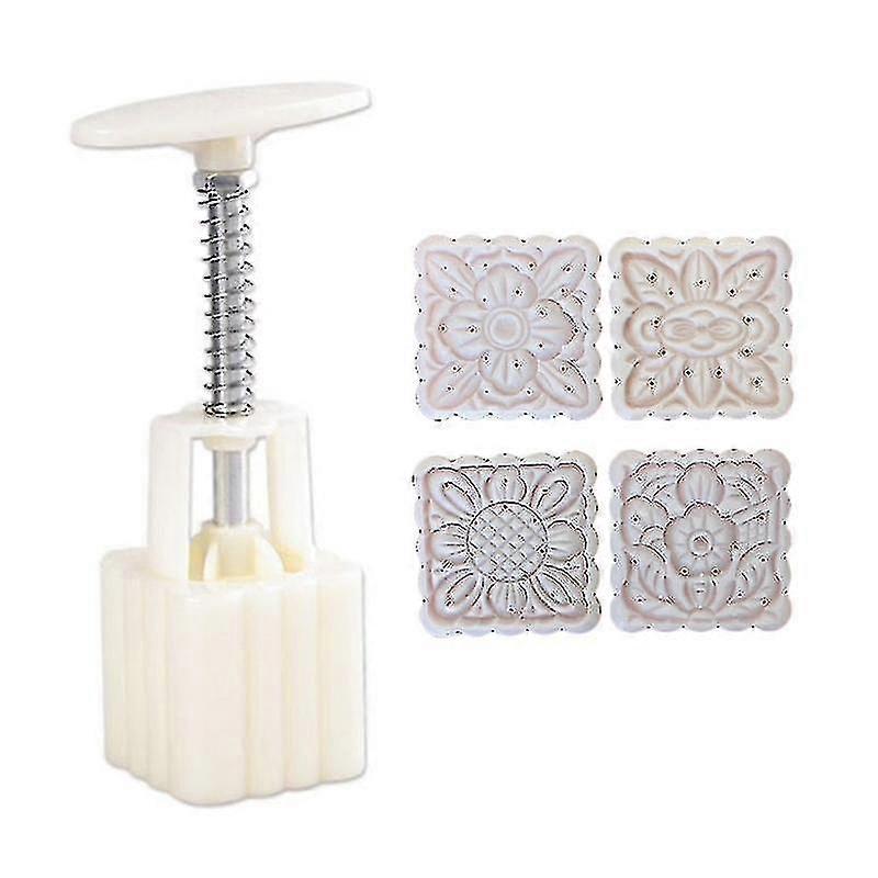 Plastic Flowers And Grass Pattern Shape Moon Cake Mold Press Safe Cookie Molds