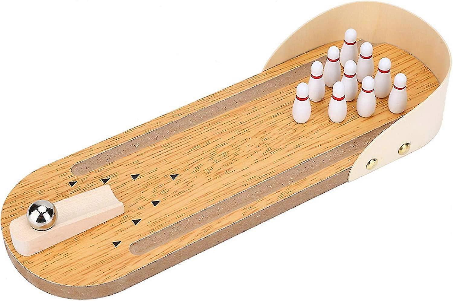 Table Mini Bowling Game Set Wooden Decoration Children's Toy Game