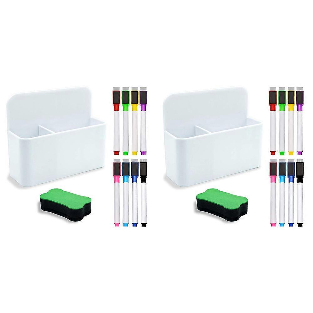 2X Magnetic Dry Erase Marker Holder, Magnetic Marker Holder for Whiteboard, 16 Pieces Magnetic Dry