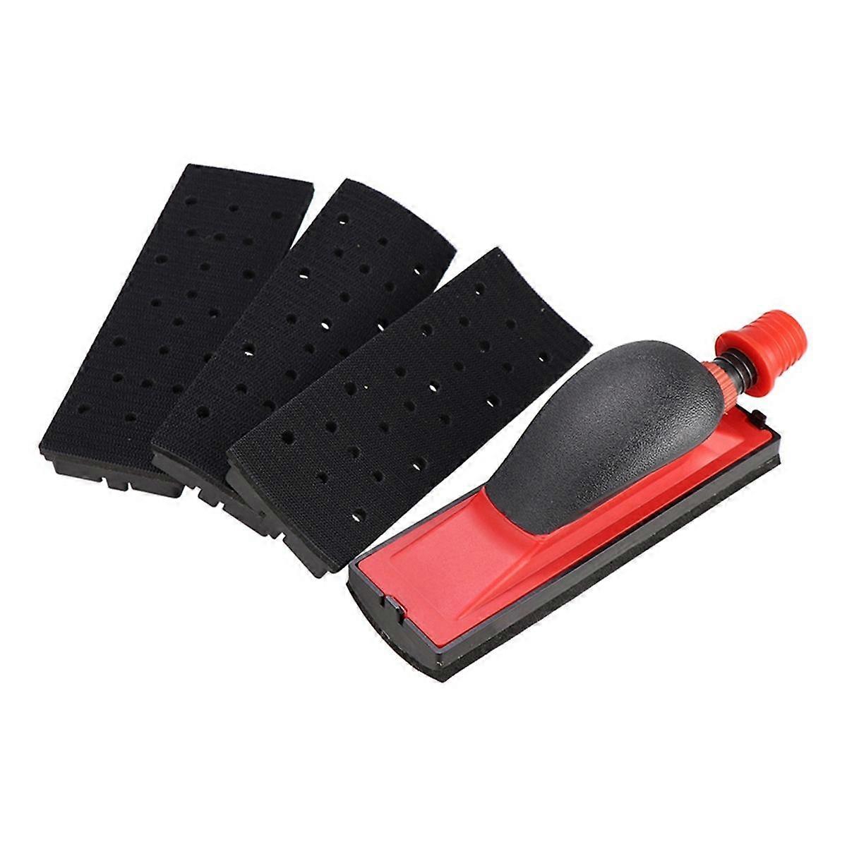 70x198mm Vacuum Sanding Block 5Pcs Set Vacuuming Sanding Disc Holder Sandpaper 4Pc Backing Polishin