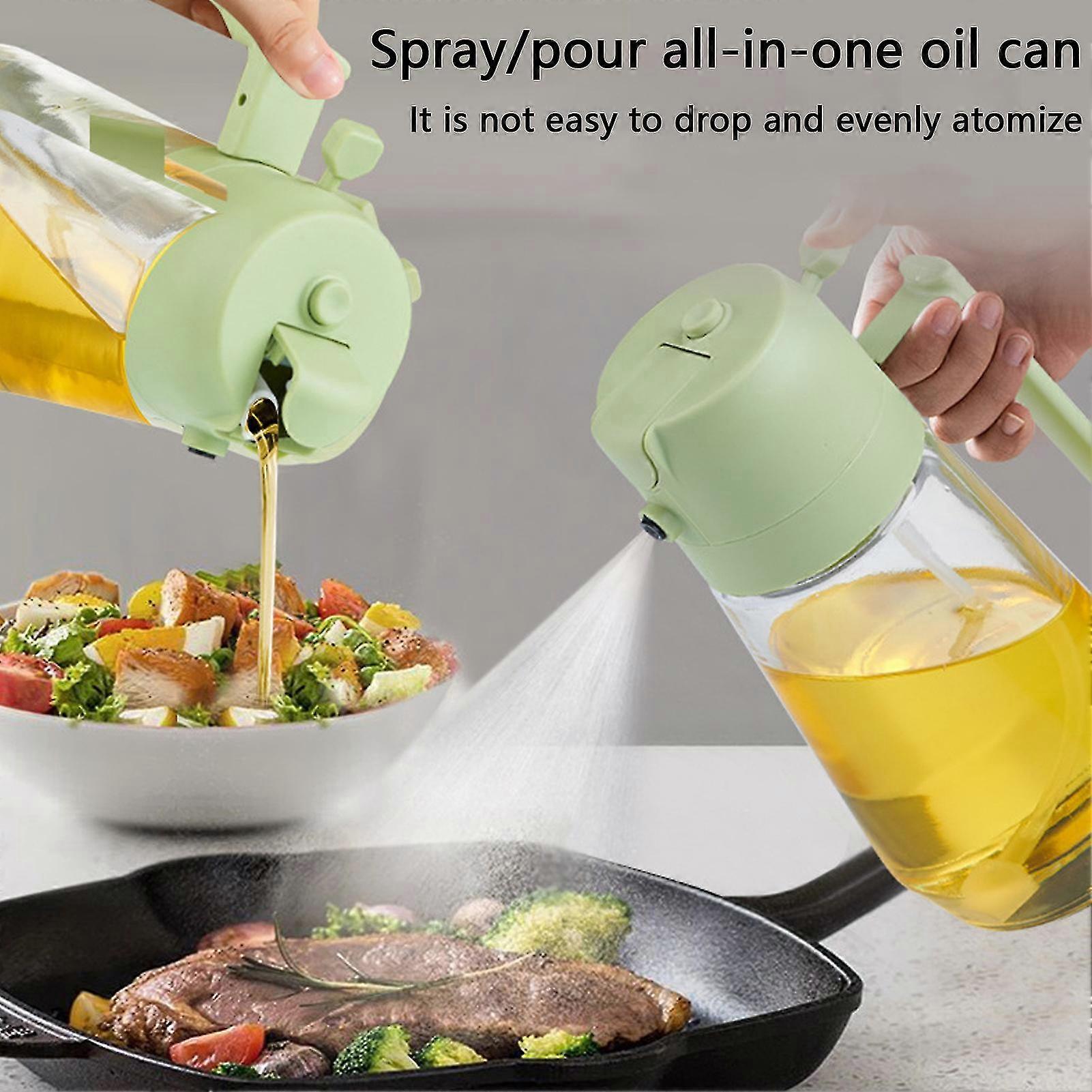 470 ML 2-In-1 Oil Sprayer Bottle Uniform Atomization Oil Control Dispenser Easy Refill Press Use Spray Bottle for Salad Barbecue Cooking