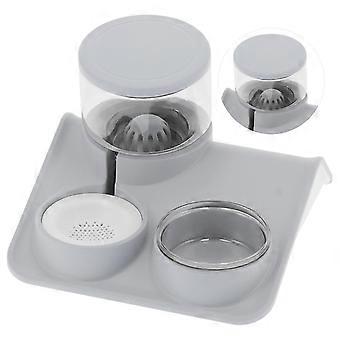 Pet Water Dispenser and Food Bowl Set for Cats 1.8L Automatic Feeder Gray