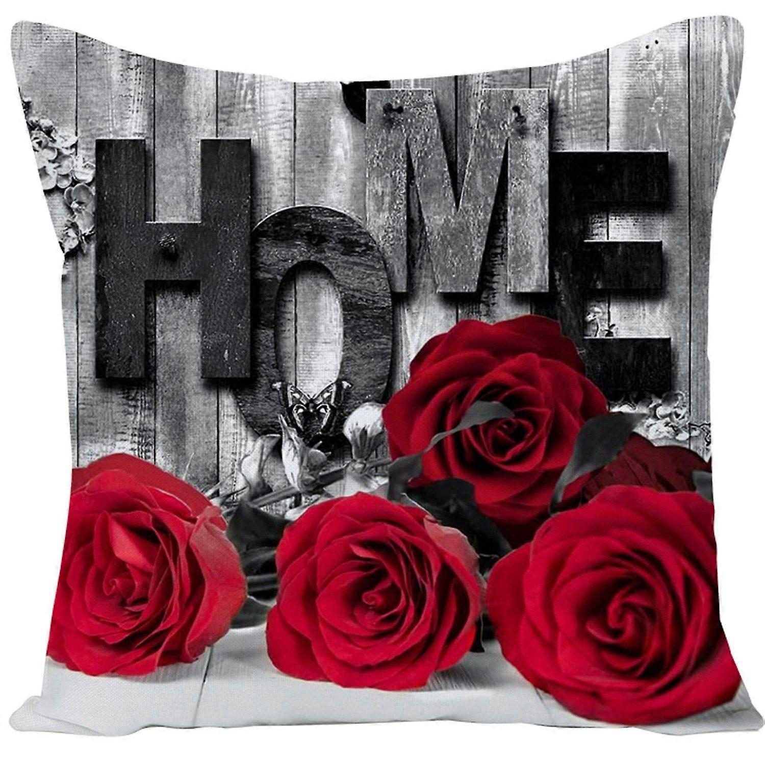 Rose Flower Print Polyester Pillowcase Design 627