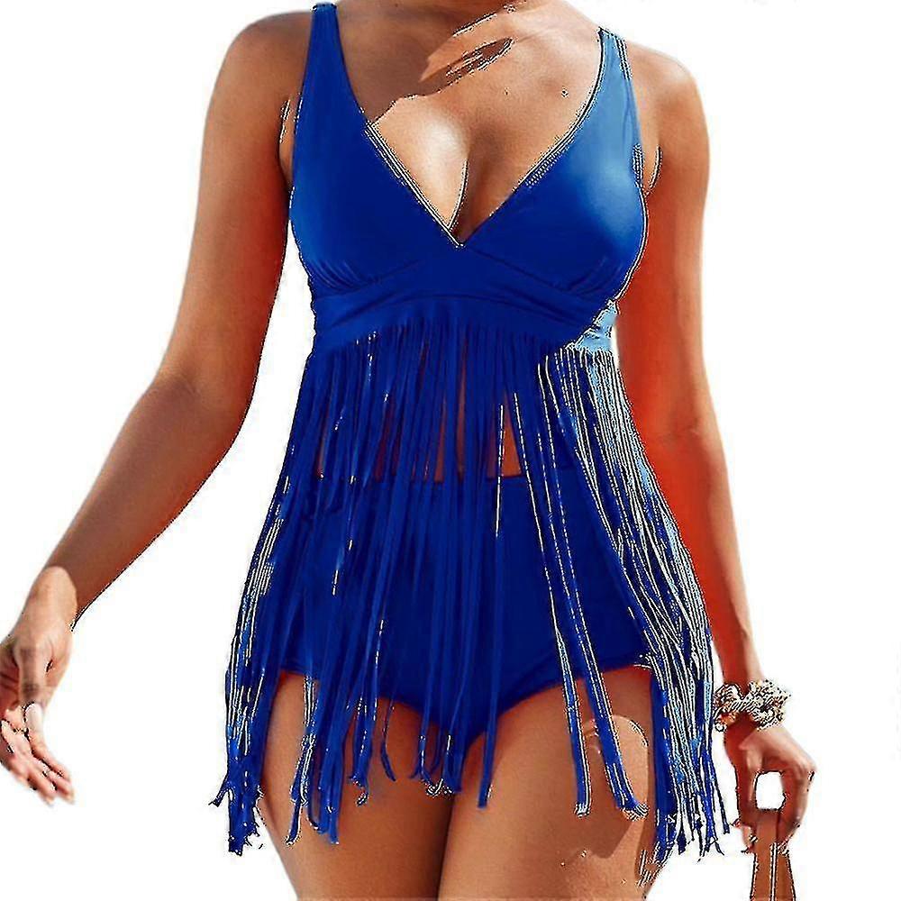 Kvinnor Vadderad Fringe Tankini Badkläder Tank Top Boyshorts Bikini Set Baddräkt Beach Baddräkt