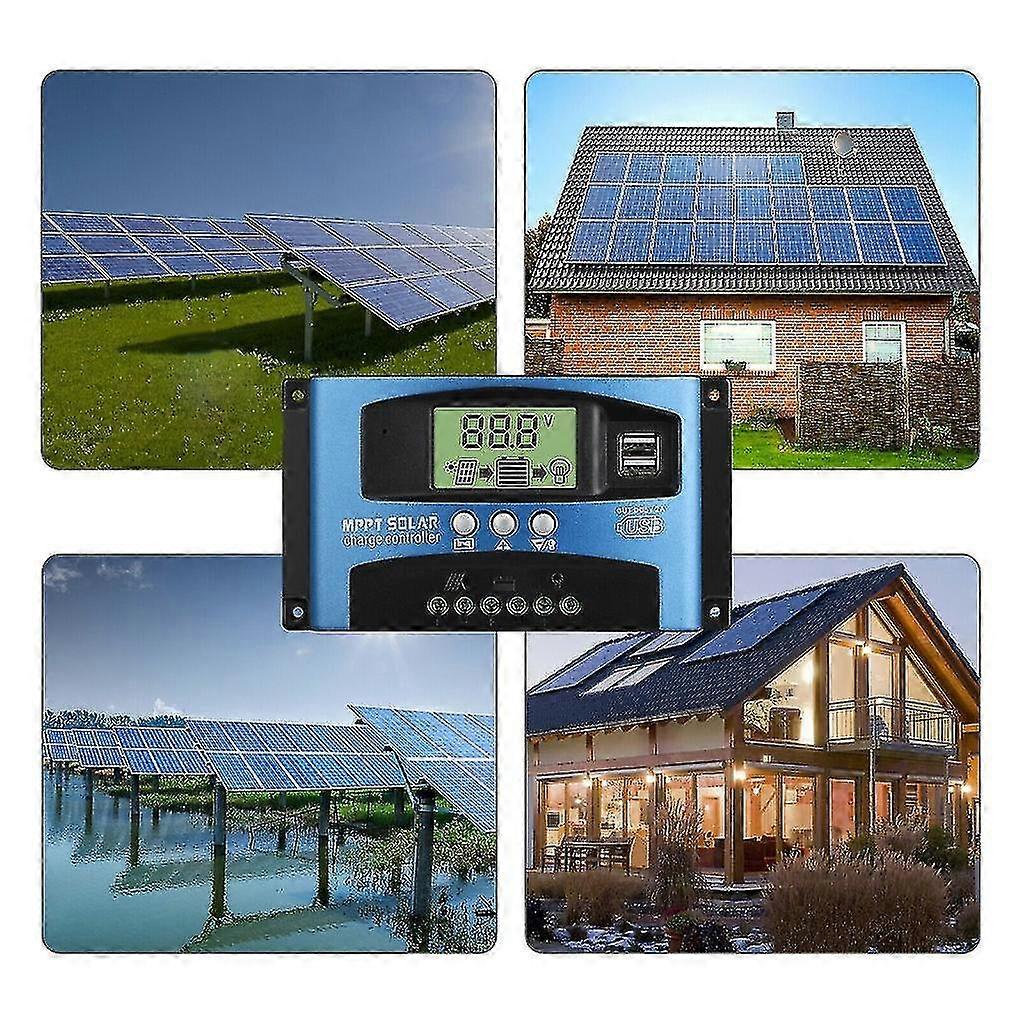Solar Charge Controller Solar Panel Controller 12v/24v Adjustable Lcd Display