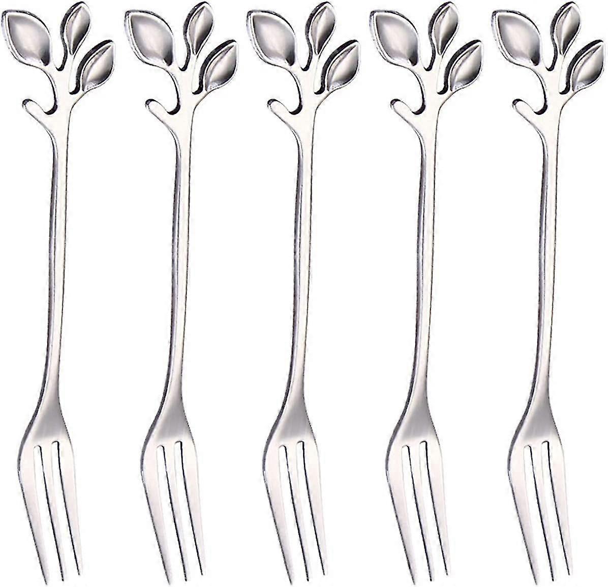 5 Cake Forks Stainless Steel Fork Set, Dessert Fork Set Fruit Fork, Small Forks Gift