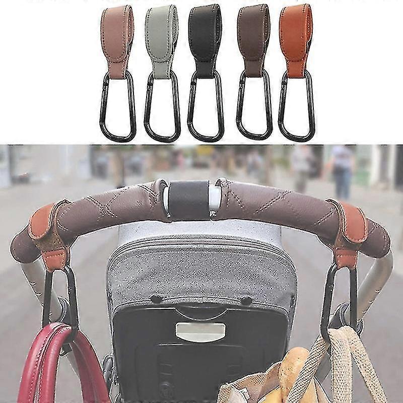 4pcs עגלת תינוק ווים ווים עור בסגנון רצועות קרבינר קליפ תיק חיתולים חיבור