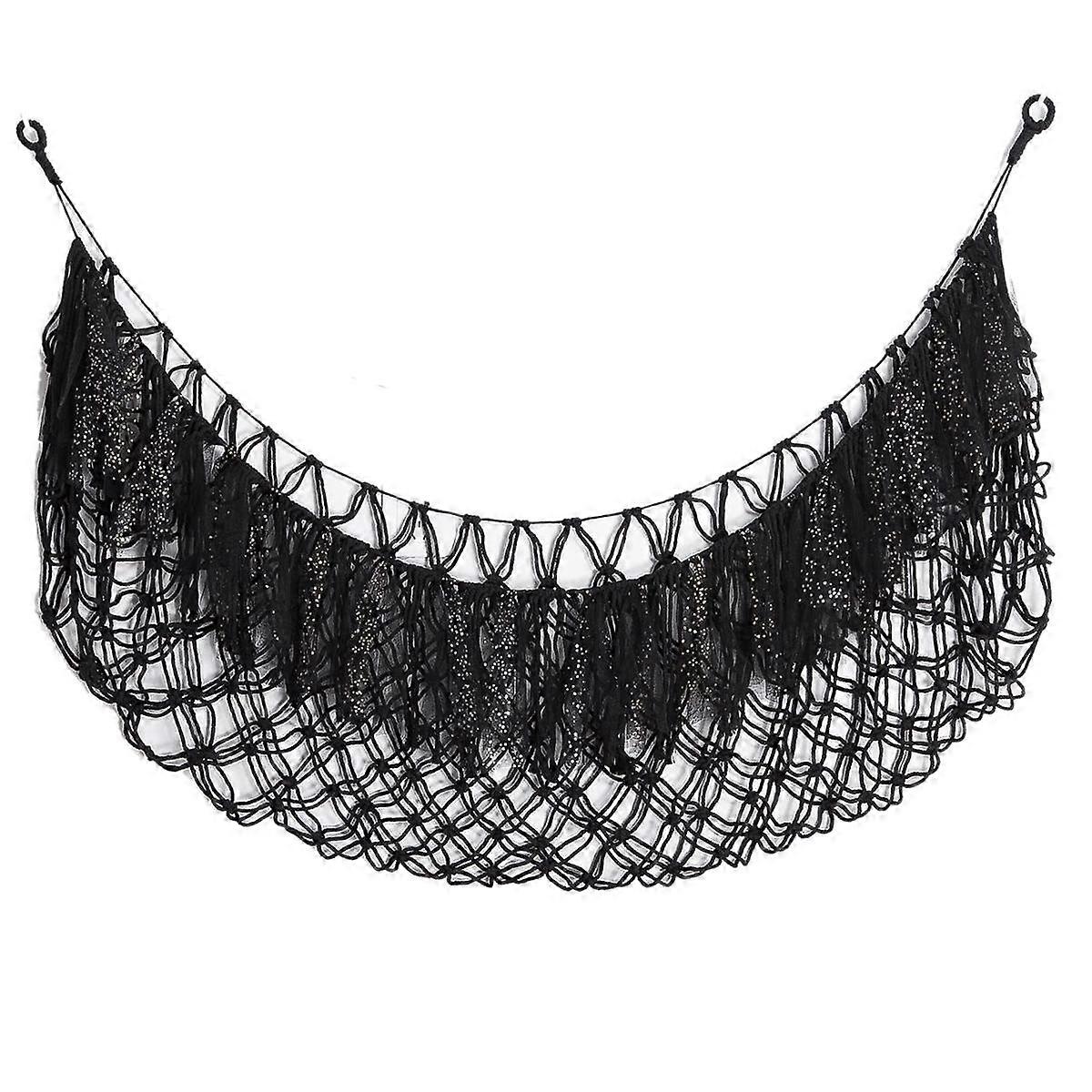 Large Stuffed Animal Hammock with Light Wall Mounted- Hammock Plushies Net Stuff Toy Organizer Boho Macrame Toy-Black