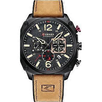 Watches for Men Business Quartz Watches Waterproof Chronograph Men's Leather Watch Complete Calendar Multifunction Watches