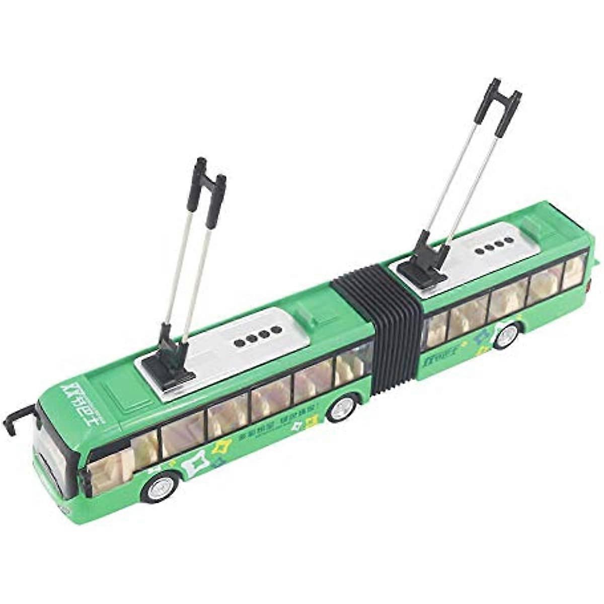 1:48 Scale CS0133 Large Articulated Bus Vehicles Die-cast Model Bus With Moving Wheels Safe And Durable Present for Kids[Green]