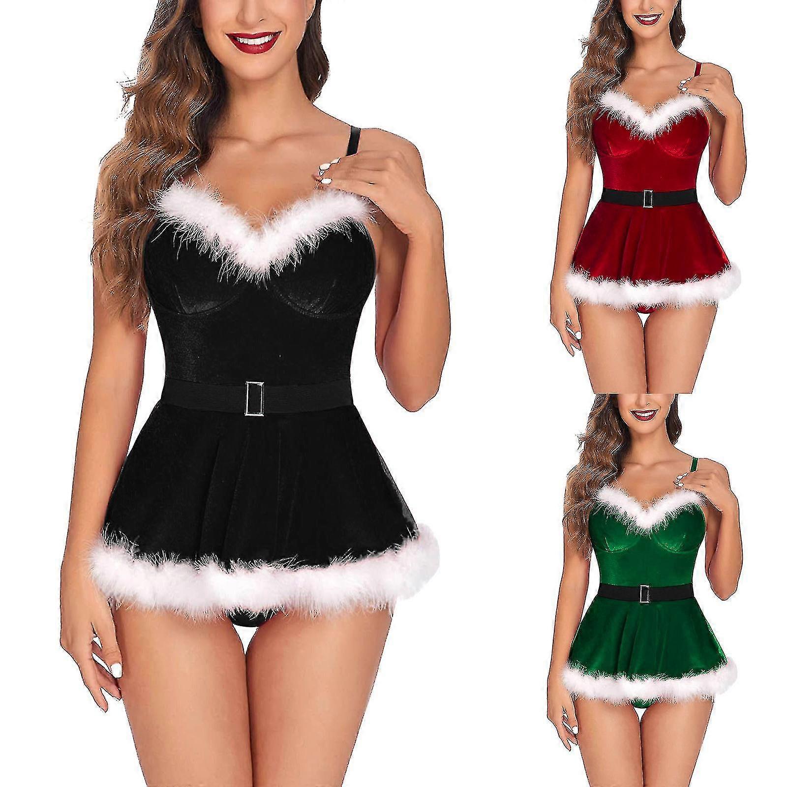 lingerie sexy branca Women Lingerie Set Sleepwear Steel Ring Pajamas Garter Dress Set Sexy  Christmas Plush Slim Dress Santa Claus Cosplay Costume