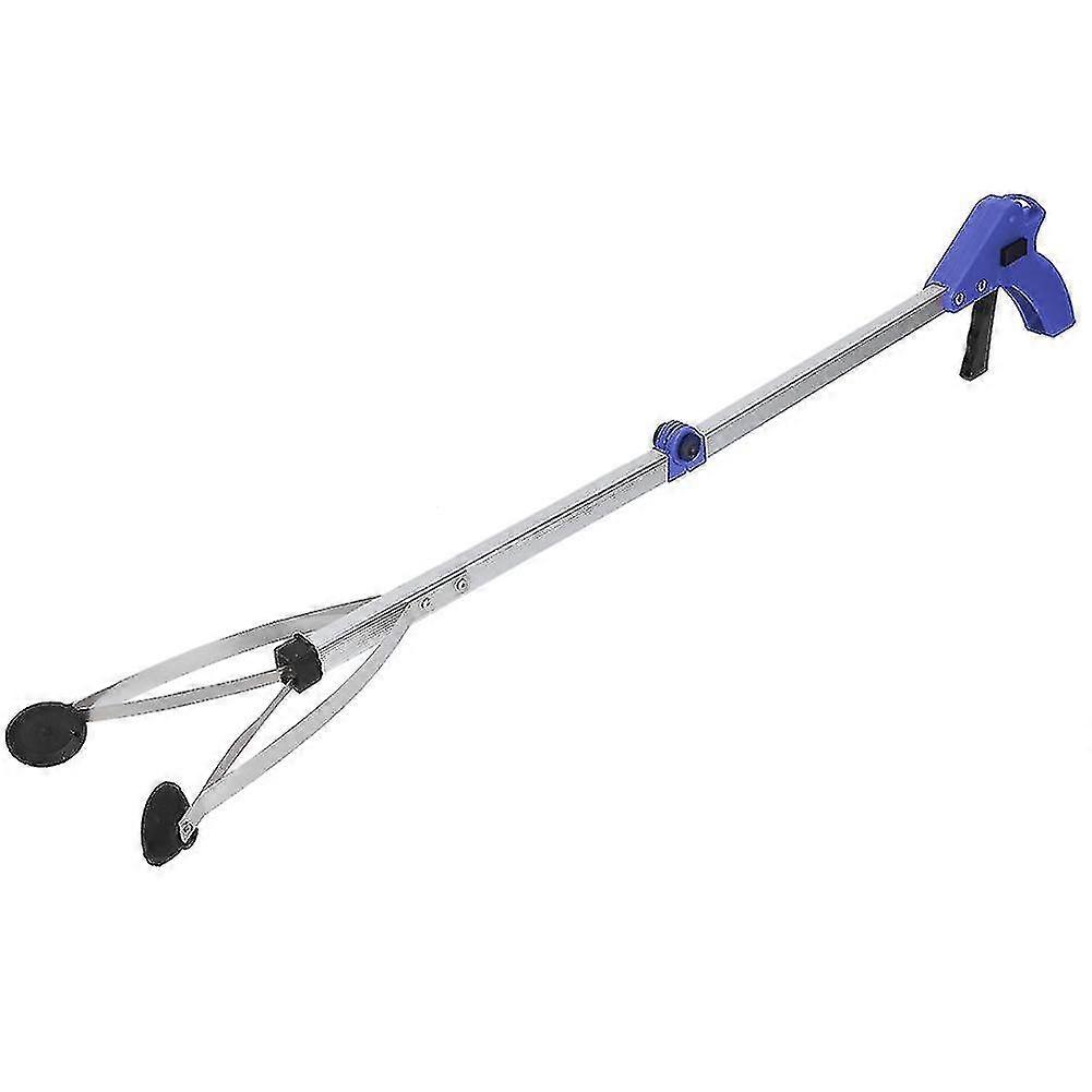 Folding Trash Grabber with Blue Handle for Garden Leaves Waste Pick Up