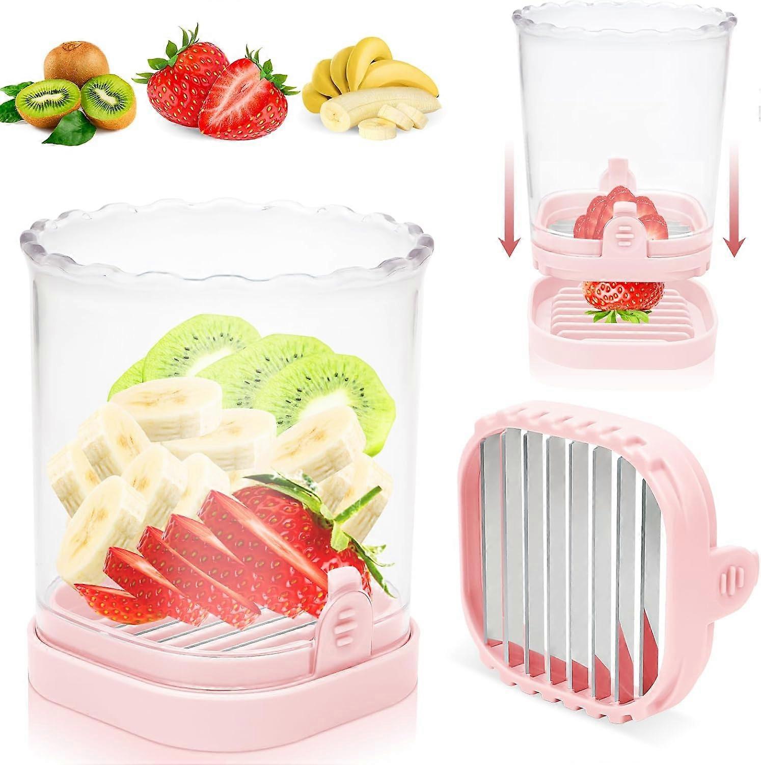 Frugt Slicer Cup, Strawberry Slicer, Banan Slicer, rustfrit stål æg slicers, aftageligt design frugt cutter slicer, Creative praktisk køkken gadg