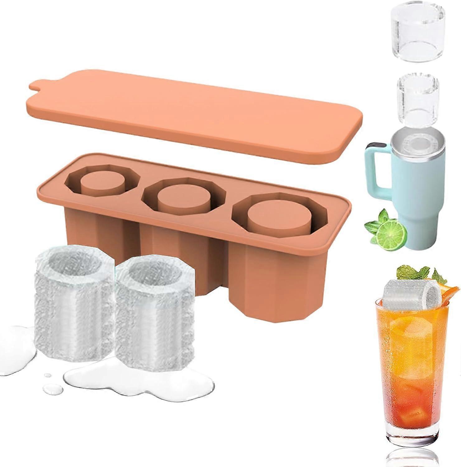 Ice Cube Tray for Stanley Cup, Silicone Cylinder Ice Mold with Lid, Hollow Cylinders Ice Cube Mold for Freezer, Gift for Stanley Lover