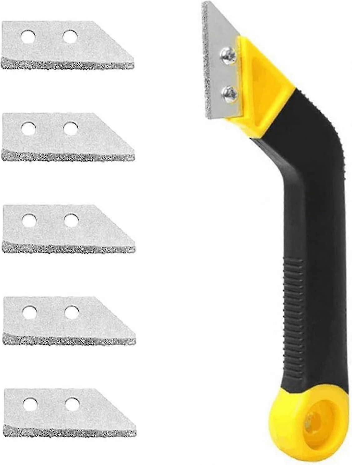 Tile Grout Scraper With 5 Replacement Blades, Glass Scraper Induction Hob Scraper Sealing Tools Silicone Grout Smoother Kit For Cleaning Family Floor-