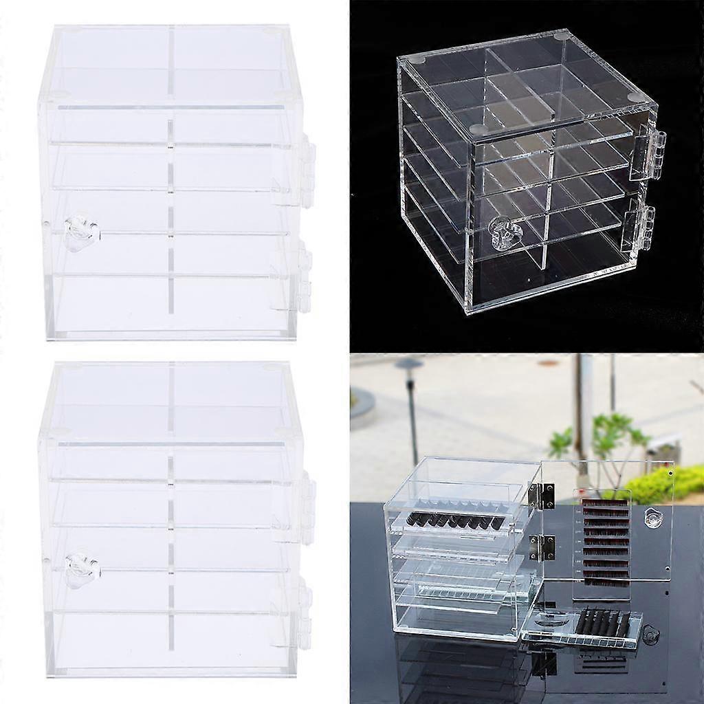 Acrylic 10layer False Eyelash Lash Storage Case Organizer Makeup Glue Pallet,2 Pieces