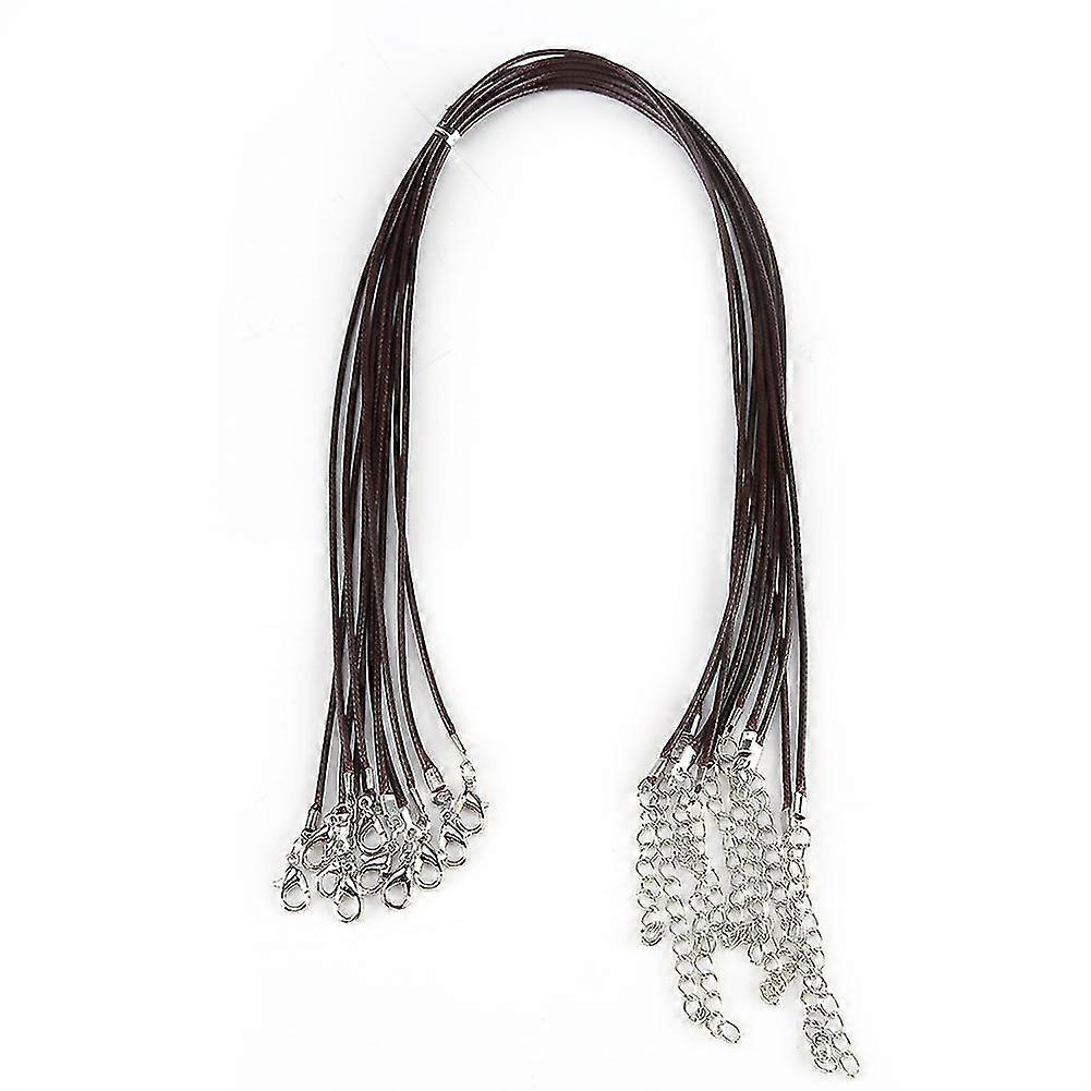 Adjustable Necklace Wax Rope Cord String for DIY Jewelry Making 10 PCs (Brown)
