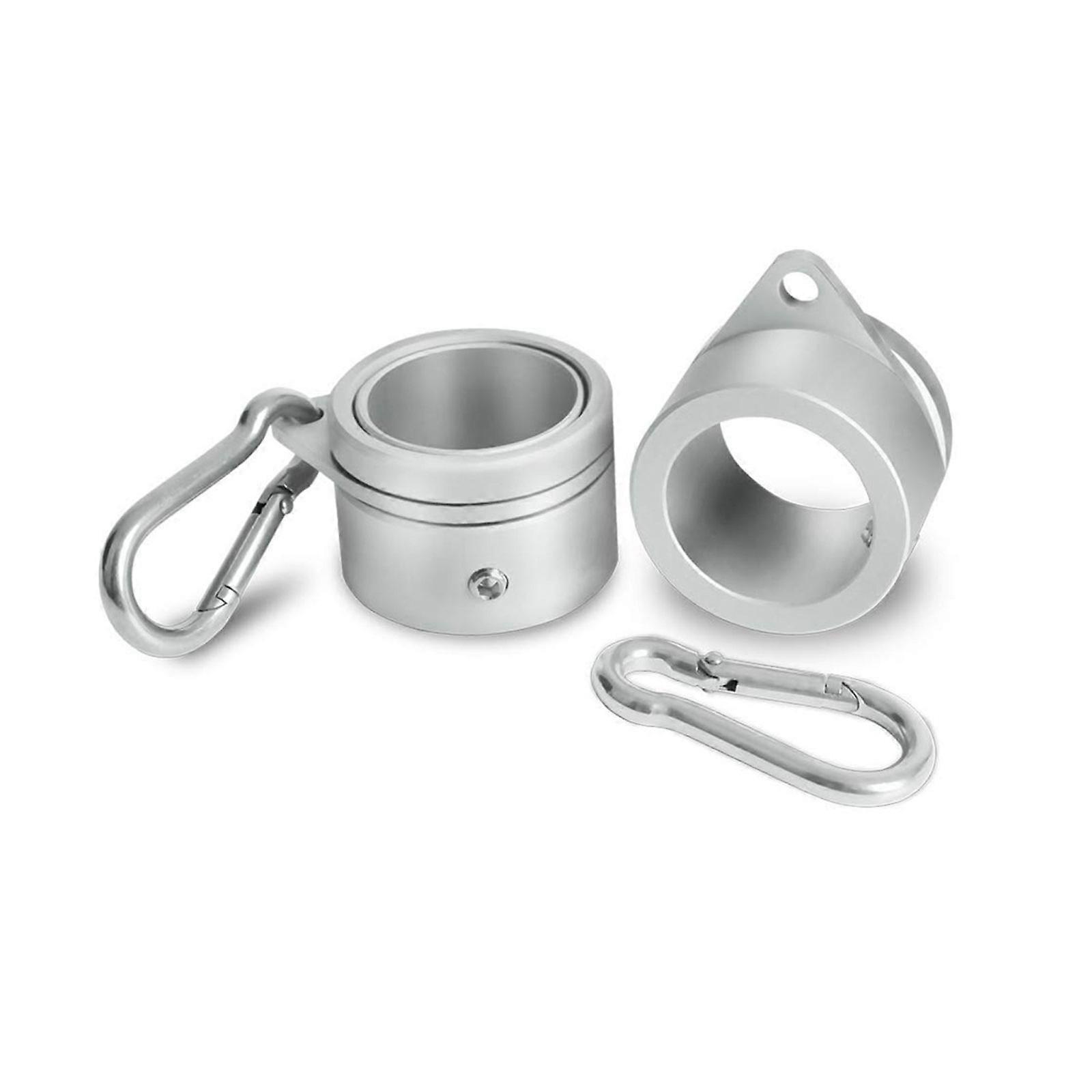2Pcs Aluminum Alloy Flagpole Ring with Carabiner Hook Rotating Flag Mounting Kit