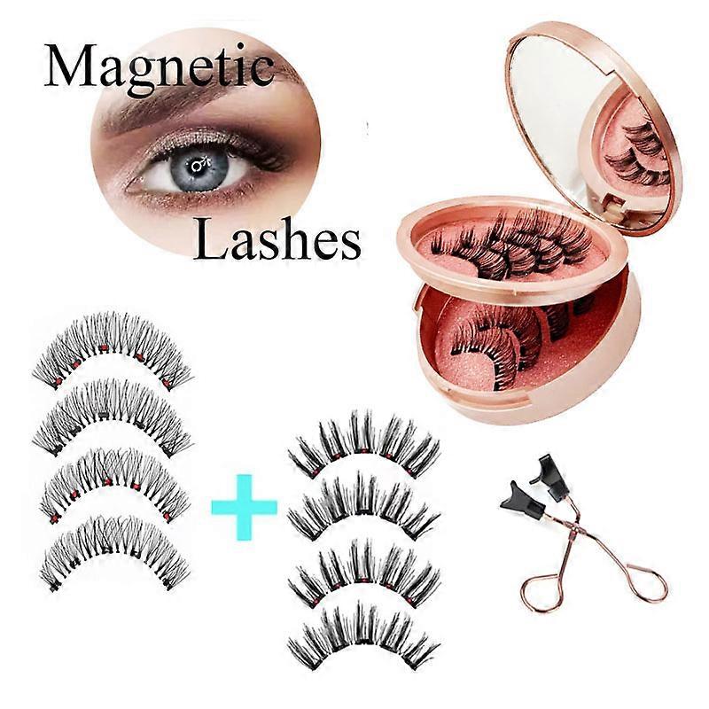 Magnetic Eyelashes, 3D Natural Look Magnetic Eyelashes without Eyeliner, Reusable Magnetic Eyelashes with Applicator No Glue, Easy to Wear