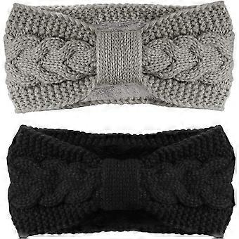 Women's Winter Hairband, 2 Pieces Women's Hairbands, Women's Ear Headband With Plush Lining, Women's Winter Hairband For Ladies/Women/Girls (Dark Gray