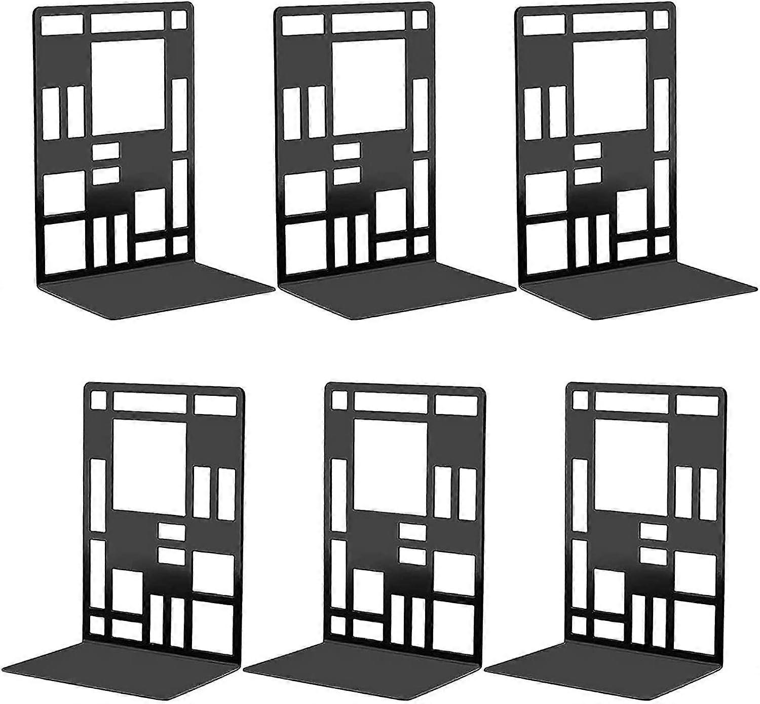 3 Pair Metal Bookends Metal Bookends Bookend CD Non-Slip Block Book Shelf Decorative Bookend Holder for Home Office