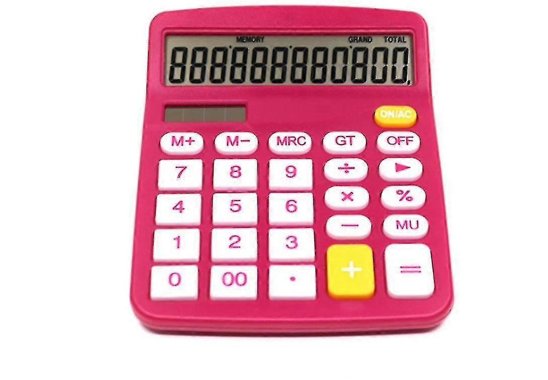 Solar Calculator Office 12-Bit Desktop Calculator Big Button Financial Accounting Tool (Rose Red)