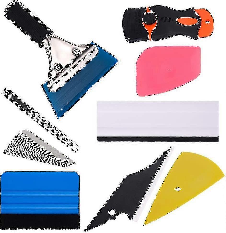 Window Tint Tools Kit 9 Pcs Protective Film Car Vinyl Wrapping Tint Installing Tool Including Window Squeegee Scraper And Blades