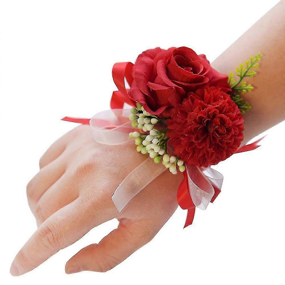 Wristband Flowers Rose Wrist Corsage Girl Wristlet Band Bridesmaid Wedding  Prom Hand Flower, image size:1000x1000