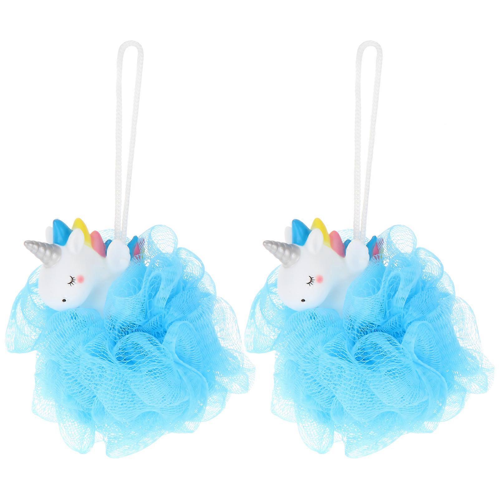 2 st Unicorn Badnät Duschbollspuff Loofahs Exfolierande Badsvamp för Barn