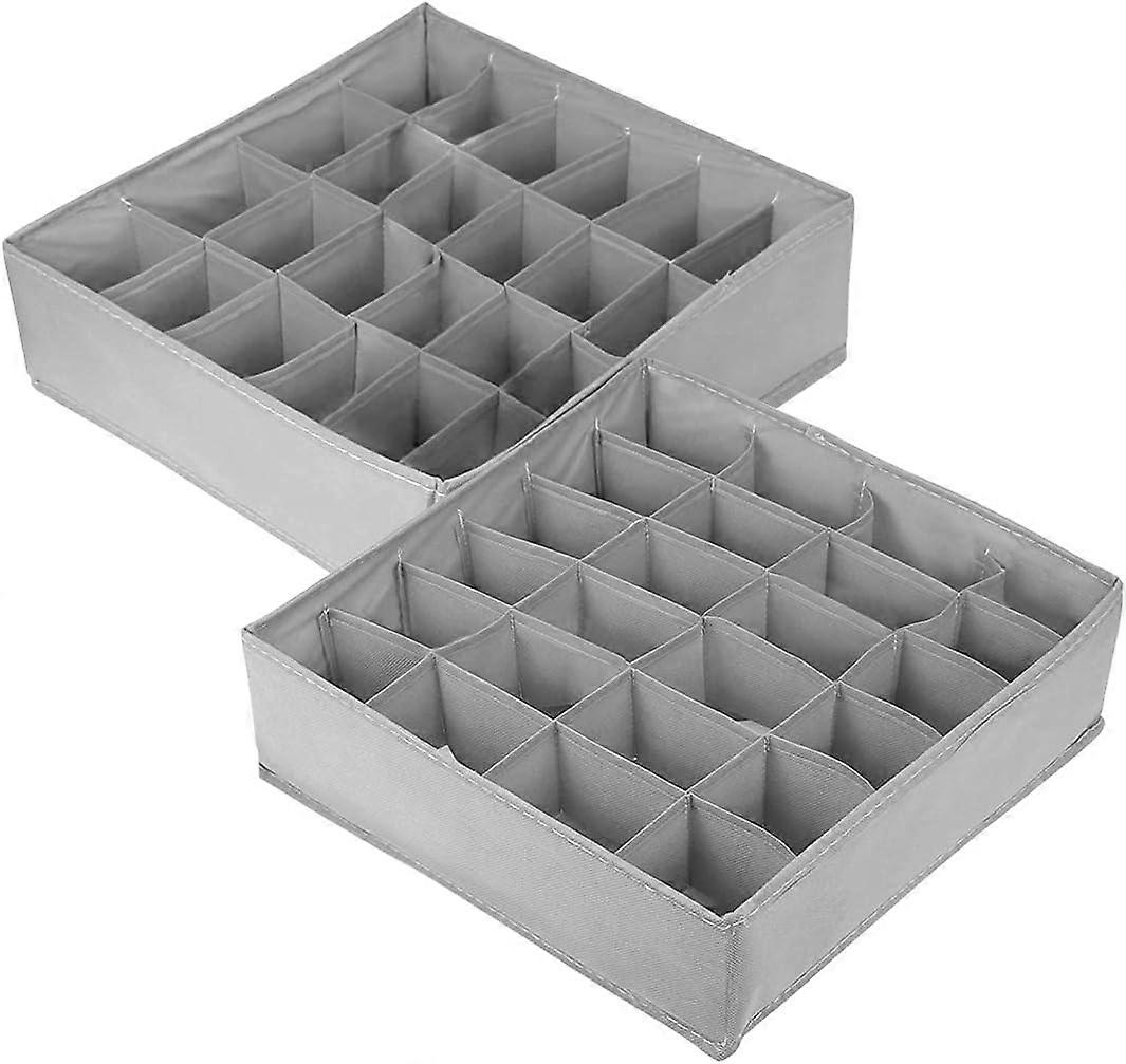 Fabric Sock Storage Boxes - 2 Pieces Foldable Dark Gray